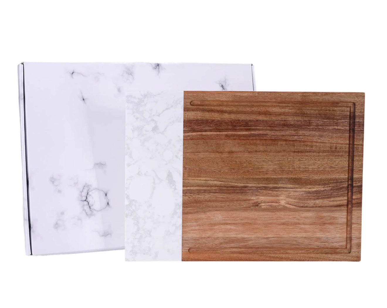 Marble & Acacia Wood Cutting Board with personalized laser engraving included